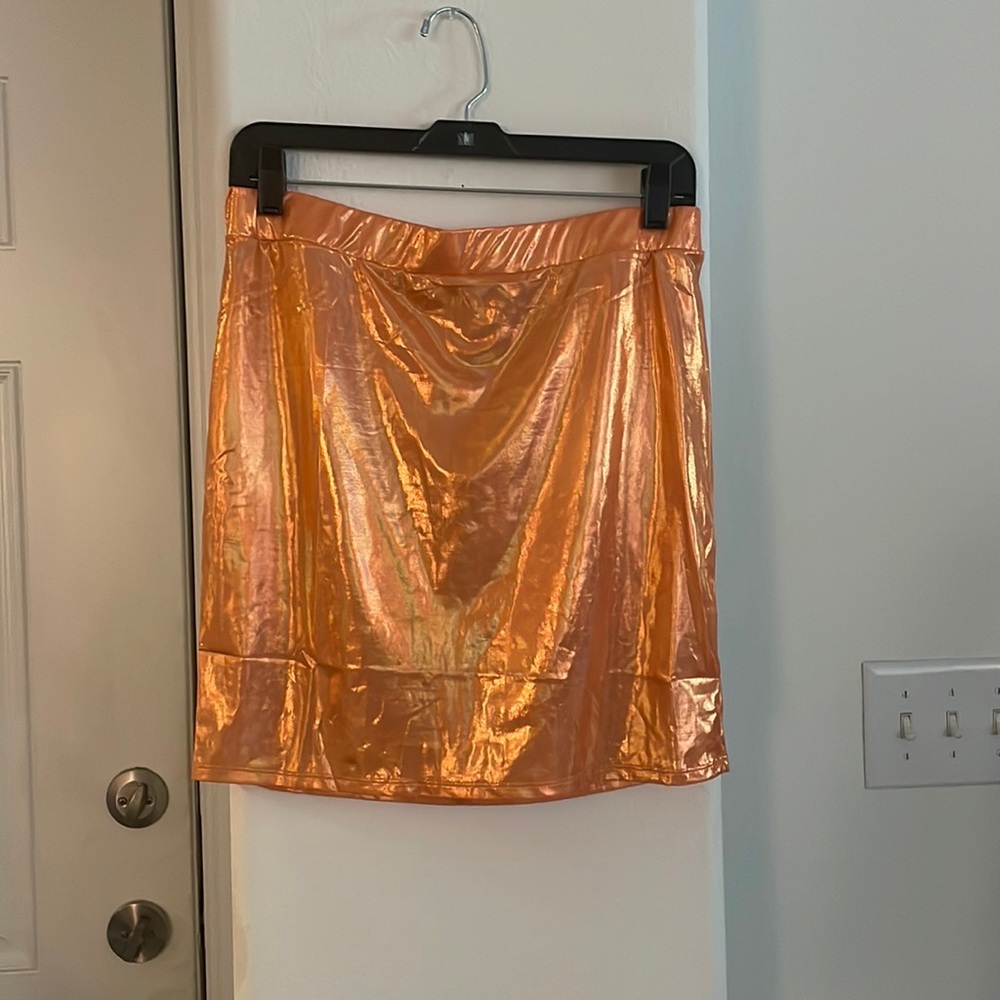 Orange Metallic Pencil Skirt Size XL